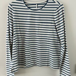 Kit and Ace Navy Striped Long Sleeve Tee